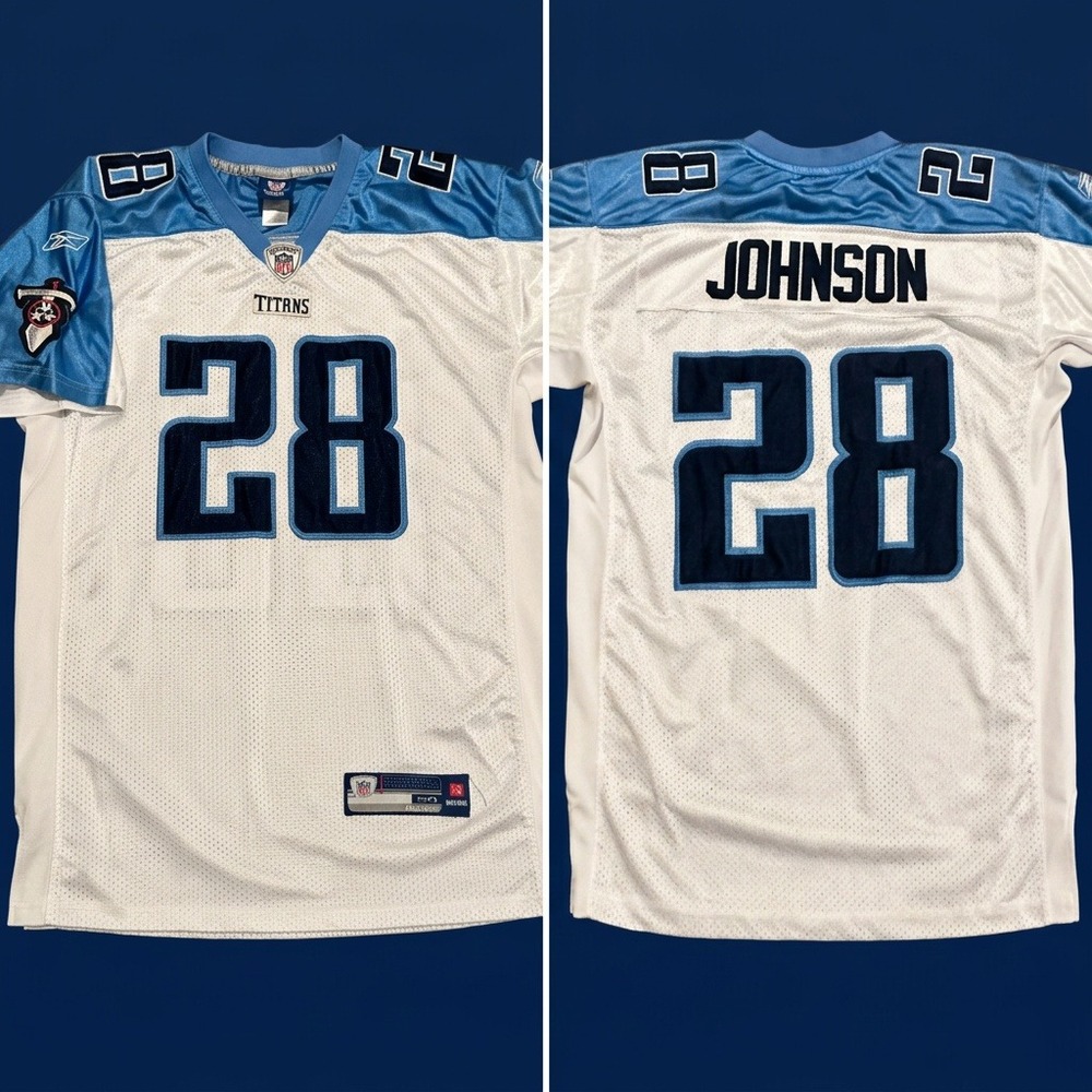Tennessee Titans Chris Johnson 28 Authentic Reebok Onfield Jersey White Size 50
